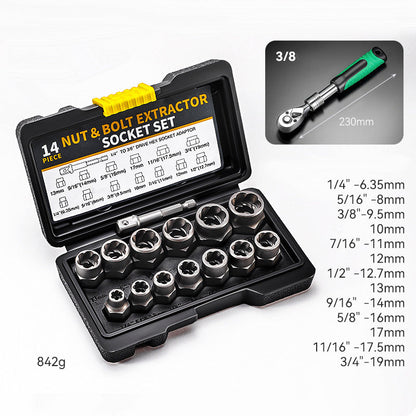 🔧 LIMITED-TIME 50% OFF! ⚙️ Damaged Screw & Bolt Extractor Set – 14-Piece, Chrome Moly Steel, No Drilling 🔩
