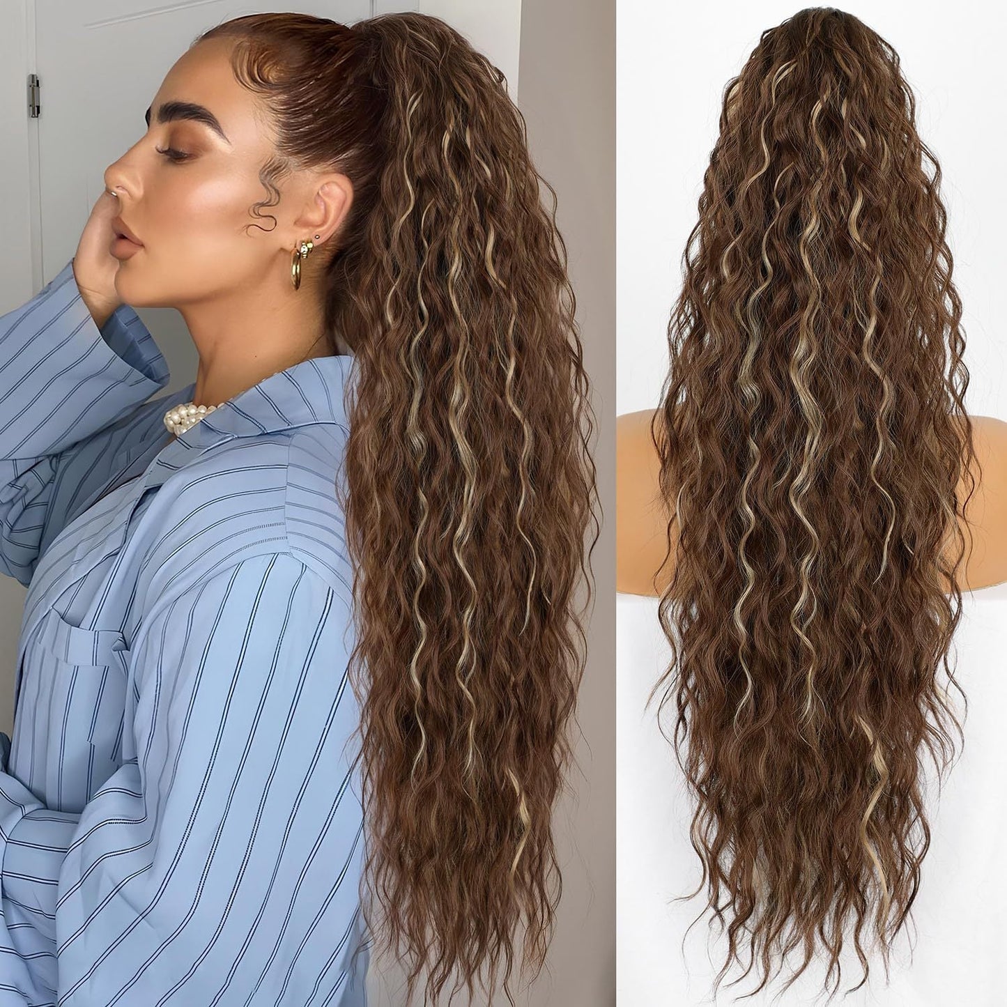 🔥Last Day Sale 50% OFF⏰💥Curly Wavy Frizzy Hair Extension with Ponytail🎁