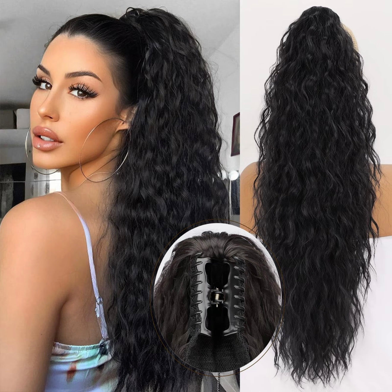 🔥Last Day Sale 50% OFF⏰💥Curly Wavy Frizzy Hair Extension with Ponytail🎁
