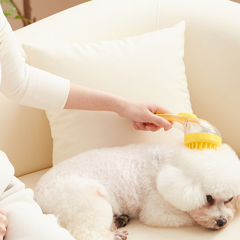 🐾 Buy 1 Get 1 Free! 🌿 Pet Bath Brush – Long Handle, Shampoo Dispenser, 2 Bristle Types, Easy Grip 🧴