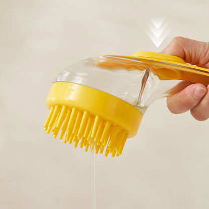 🐾 Buy 1 Get 1 Free! 🌿 Pet Bath Brush – Long Handle, Shampoo Dispenser, 2 Bristle Types, Easy Grip 🧴