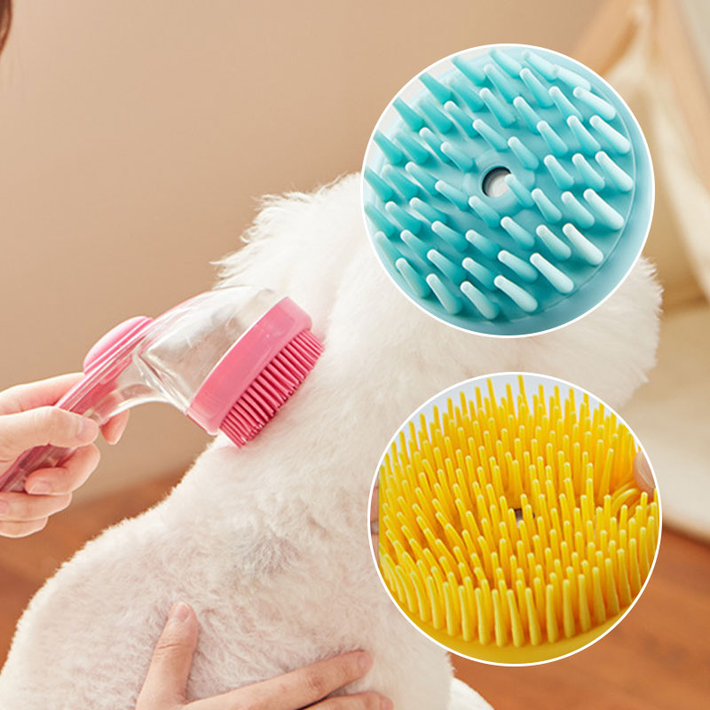 🐾 Buy 1 Get 1 Free! 🌿 Pet Bath Brush – Long Handle, Shampoo Dispenser, 2 Bristle Types, Easy Grip 🧴