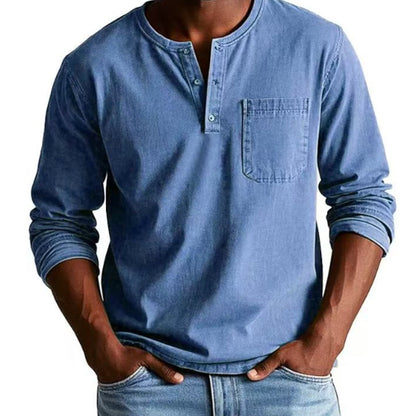 🔥Fliwos Men's Fashion Vintage Distressed Pocket Long-Sleeve Shirt