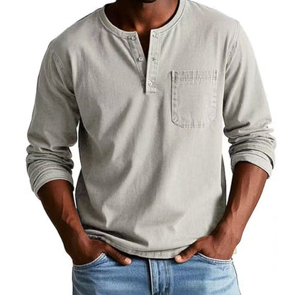 🔥Fliwos Men's Fashion Vintage Distressed Pocket Long-Sleeve Shirt