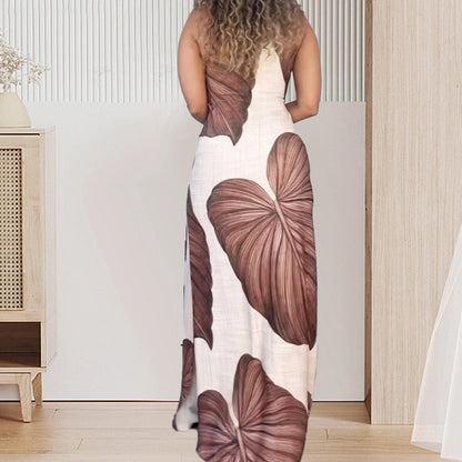 ✨50% OFF Sale✨Palm Print One-Shoulder Slim Maxi Dress