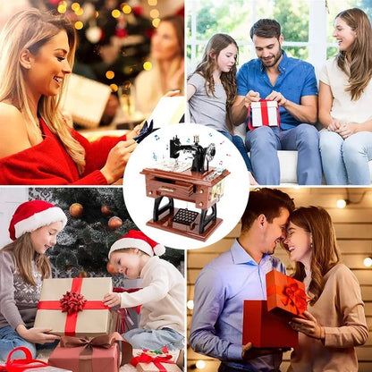 💎 50% OFF! 💎 Wood Mini Sewing Machine Music Box – Handcrafted Retro Decor with Moving Parts & Nostalgic Melody