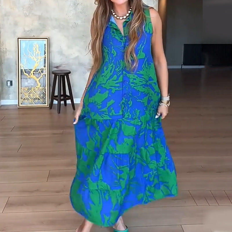 💕Hot Sale 50% OFF💕Women’s Fashion Print Sleeveless Maxi Dress👗