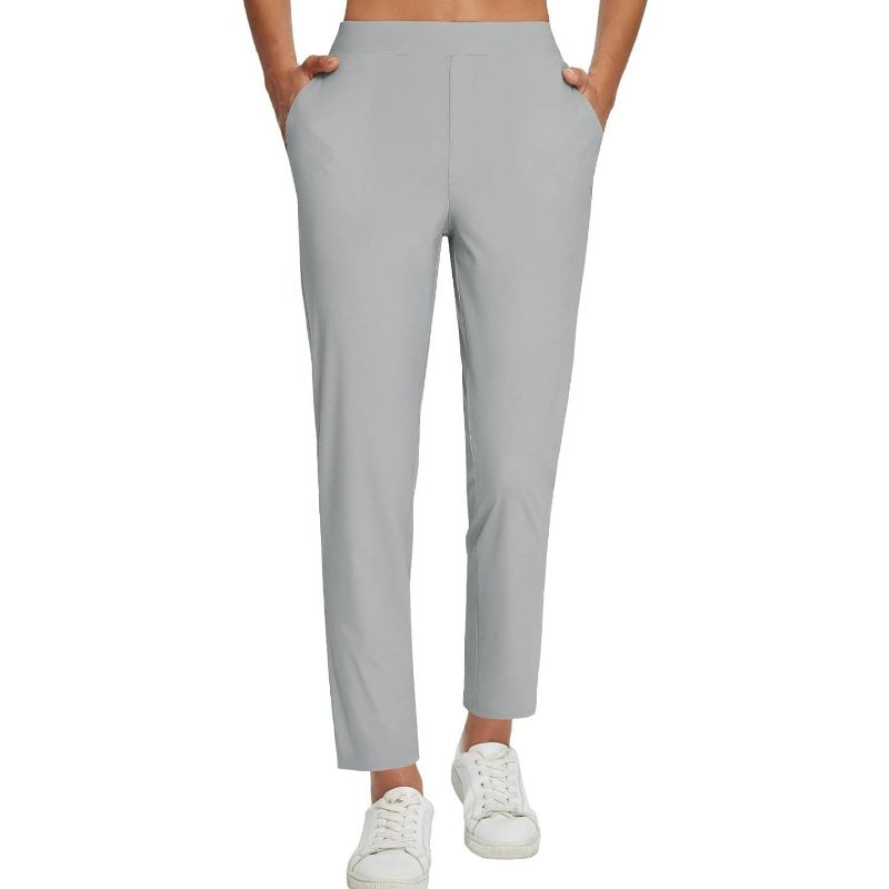 🍃Women's Elastic High-Waist Pants - Secure Pockets, Slim Fit, UK Sizes