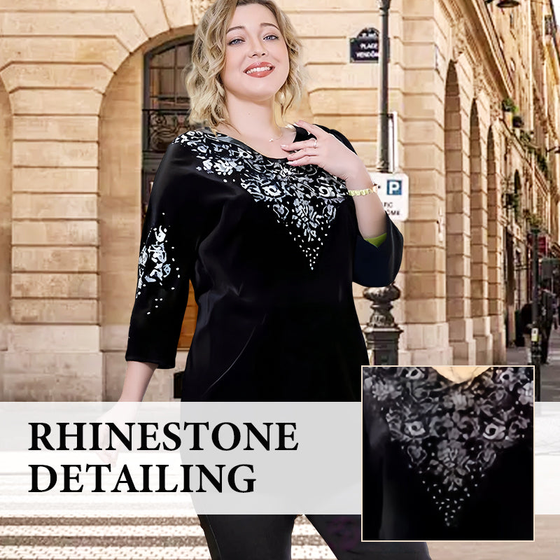 💎 50% OFF! 💎 Women's Velvet Rhinestone Top & Pants Set – Glossy Luxury Fabric, Sparkling Detailing & All-Day Comfort