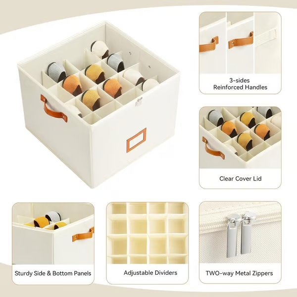 ⏰🔥LIMITED TIME 50% OFF! 👟 Fabric Shoe Organizer Storage Box – Foldable, Large Capacity, Dustproof & Breathable for Closet & Bedroom 🧺✨