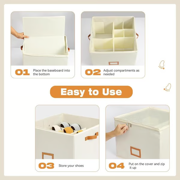 ⏰🔥LIMITED TIME 50% OFF! 👟 Fabric Shoe Organizer Storage Box – Foldable, Large Capacity, Dustproof & Breathable for Closet & Bedroom 🧺✨