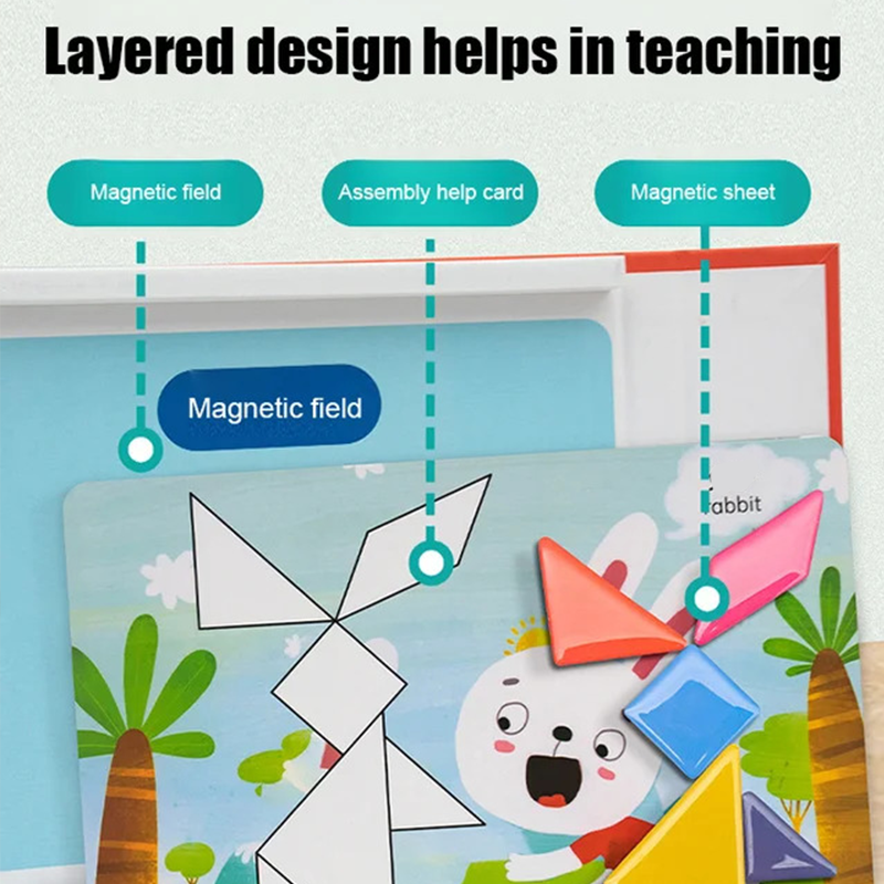 🌟Enhancing children's thinking skills-Children's Magnetic Tangram Puzzle Set-🎁The Best Gift