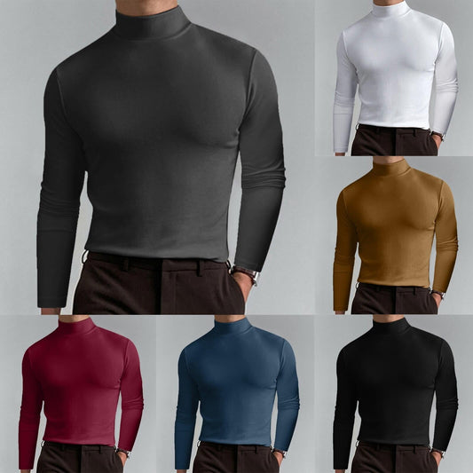 👕 58% OFF NOW! ✨ Men's High Neck Slim Fit T-Shirt - Stretchy & Breathable Fabric, Modern Style for Gym or Casual Wear 🏃‍♂️📦