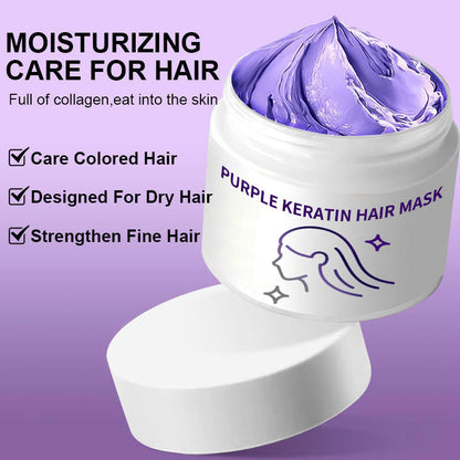 💜BUY 3 GET 2 FREE✨Purple Keratin Hair Mask - Intense Repair for Curly or Color-Treated Hair, Restores Shine & Softness in 3 Mins🌿🧴