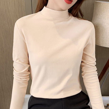 🔥Limited stock available 50% OFF🔥Women's Comfortable Solid Color Half High Neck Long Sleeve Top