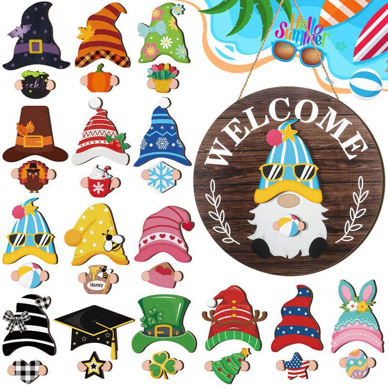 🍁Christmas sale 50% off 🌟Best Decorations🎄Interchangeable Wooden Gnome Welcome Sign🎈