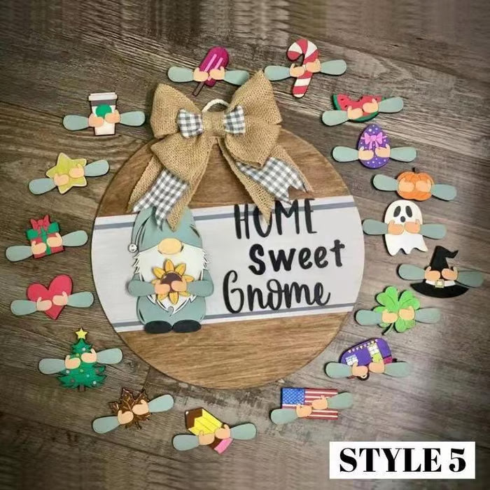 🍁Christmas sale 50% off 🌟Best Decorations🎄Interchangeable Wooden Gnome Welcome Sign🎈