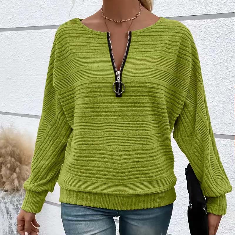 🎉Hot Sale🎉Women's Striped Long Sleeve Half-Zip Top