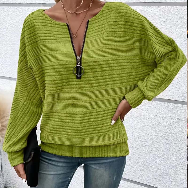 🎉Hot Sale🎉Women's Striped Long Sleeve Half-Zip Top
