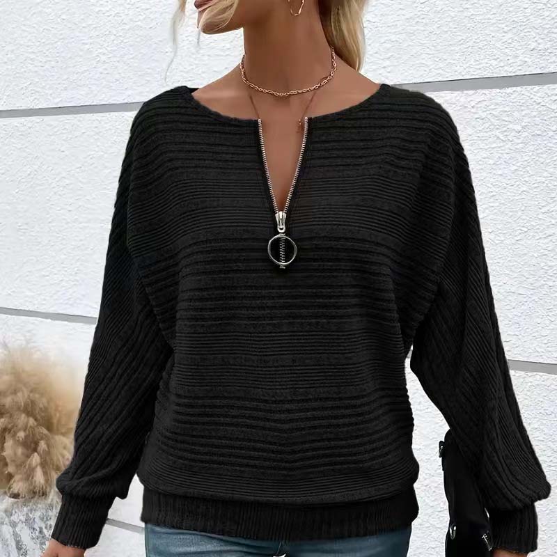 🎉Hot Sale🎉Women's Striped Long Sleeve Half-Zip Top