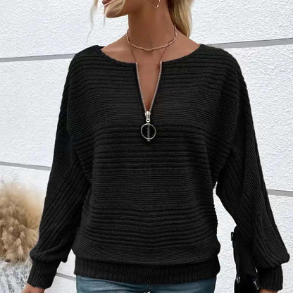 🎉Hot Sale🎉Women's Striped Long Sleeve Half-Zip Top