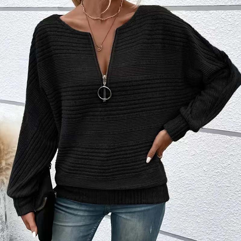 🎉Hot Sale🎉Women's Striped Long Sleeve Half-Zip Top