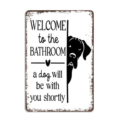 Cute Cat Bathroom Decor Sign