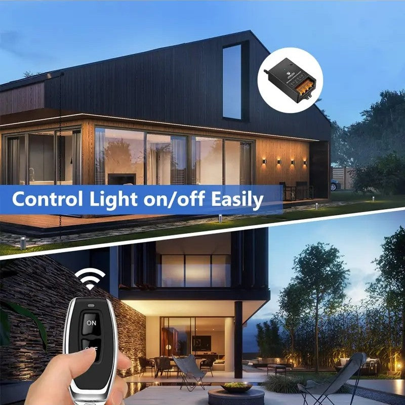 Wireless remote control switch and receiver kit, no wiring required