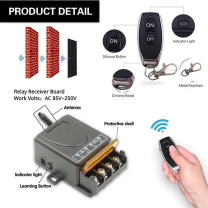Wireless remote control switch and receiver kit, no wiring required