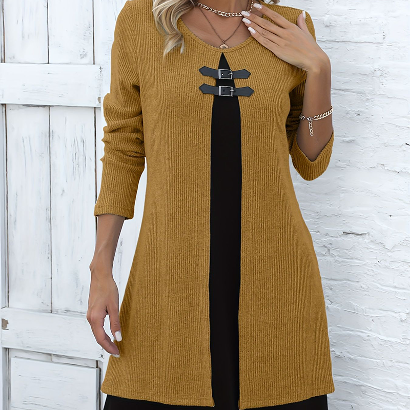 💃New Arrival🌸Women's Faux Two-Piece A-Line Knee-Length Dress