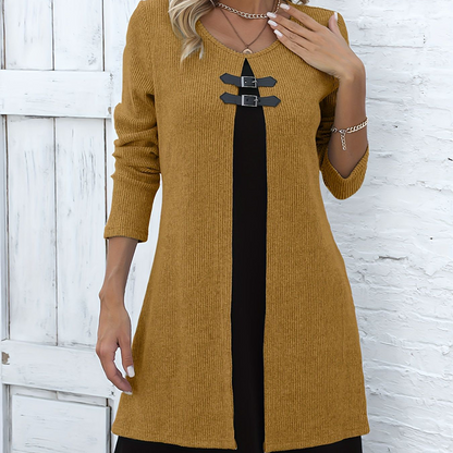 💃New Arrival🌸Women's Faux Two-Piece A-Line Knee-Length Dress