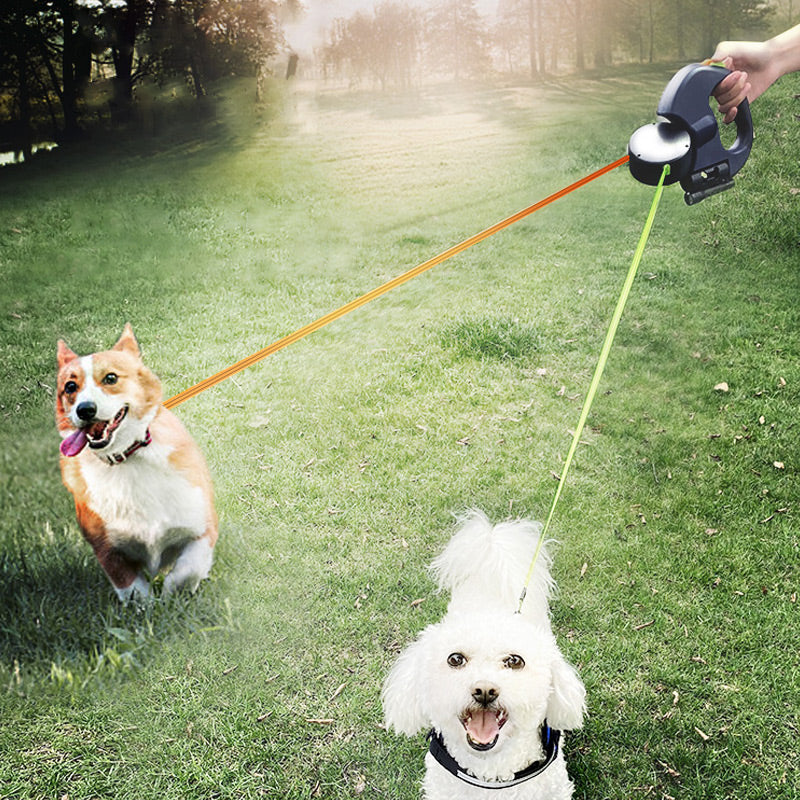 🐶 50% OFF NOW!🔦 Two-in-One Multifunctional Dog Walker – Retractable, LED Light & Poop Bag Dispenser – Hands-Free Leash 🛍️