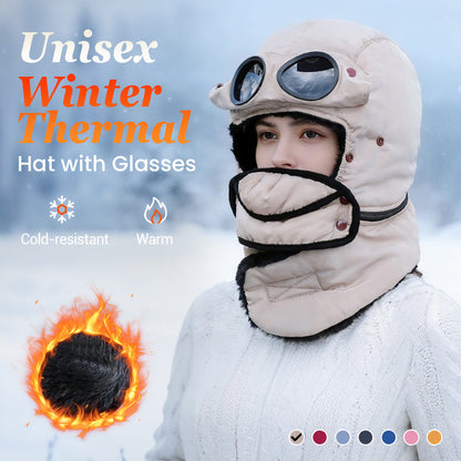 🔥Unisex Winter Thermal Hat with Glasses