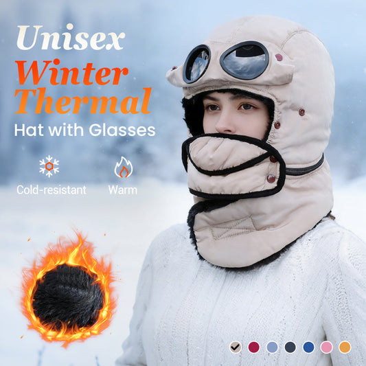 🔥Unisex Winter Thermal Hat with Glasses