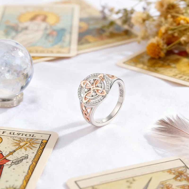 📢📢67 %  OFF !! ⏰Elegant 2-Tone Celtic Knot Zircon Ring