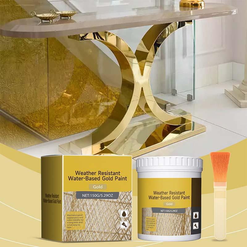 ✨ 50% OFF NOW! 🏡 Weather-Resistant Gold Paint – Rich Foil Effect, Fast-Drying – For Wood, Metal & Stone – A Touch of Luxury 💛