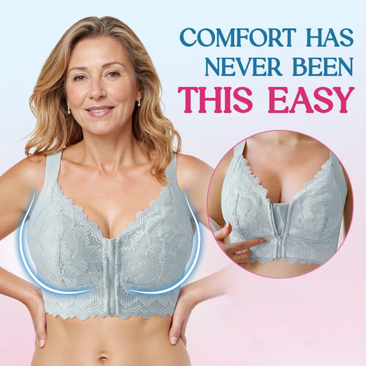 👙 60% OFF NOW! 🎉 Front Closure Posture Support Bra – Comfortable, Lace Design & Back Relief ⛑️📦