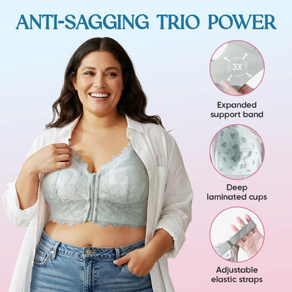 👙 60% OFF NOW! 🎉 Front Closure Posture Support Bra – Comfortable, Lace Design & Back Relief ⛑️📦