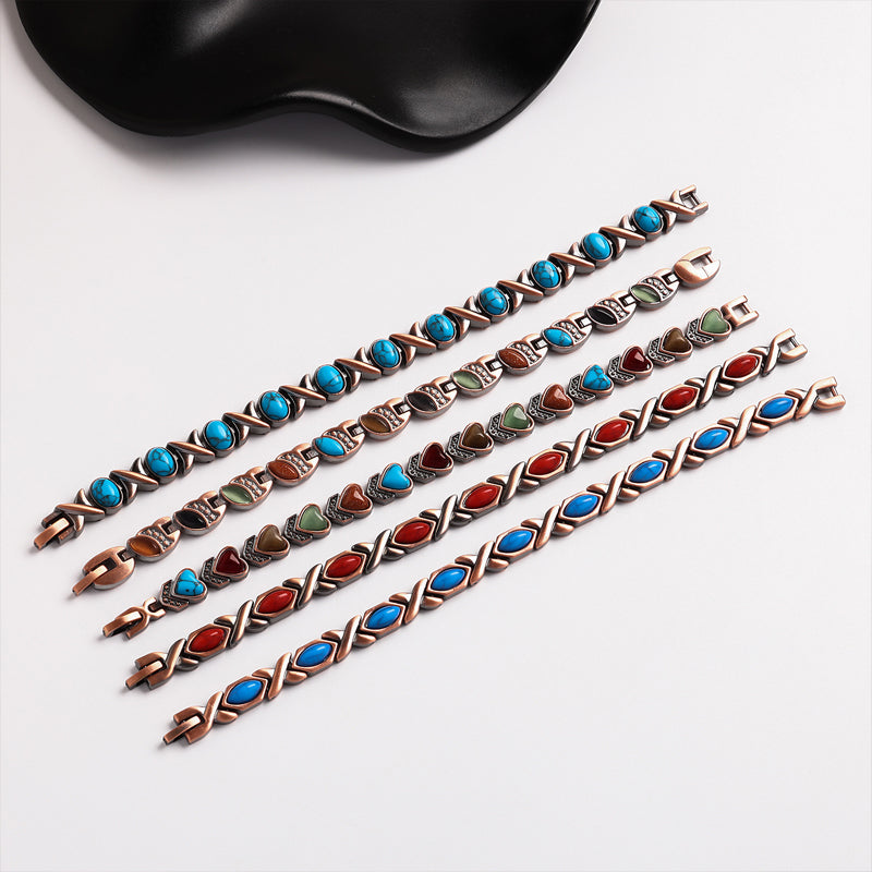 Antique Copper Finish Magnetic Stone Bracelet