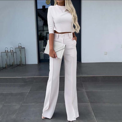 📢40%  OFF!⏰Women's Elegant Crop Top & Wide-Leg Pants Set