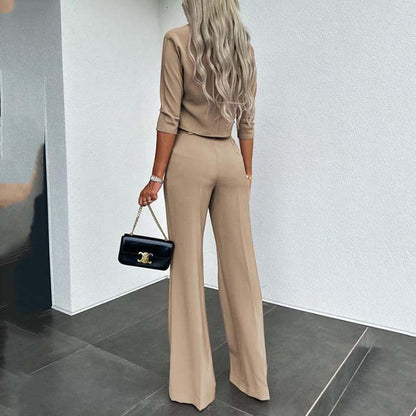 📢40%  OFF!⏰Women's Elegant Crop Top & Wide-Leg Pants Set