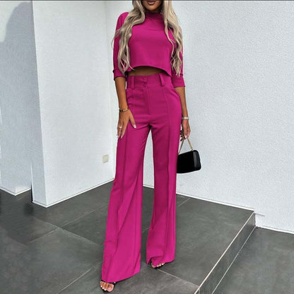 📢40%  OFF!⏰Women's Elegant Crop Top & Wide-Leg Pants Set