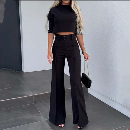 📢40%  OFF!⏰Women's Elegant Crop Top & Wide-Leg Pants Set