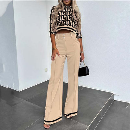 📢40%  OFF!⏰Women's Elegant Crop Top & Wide-Leg Pants Set
