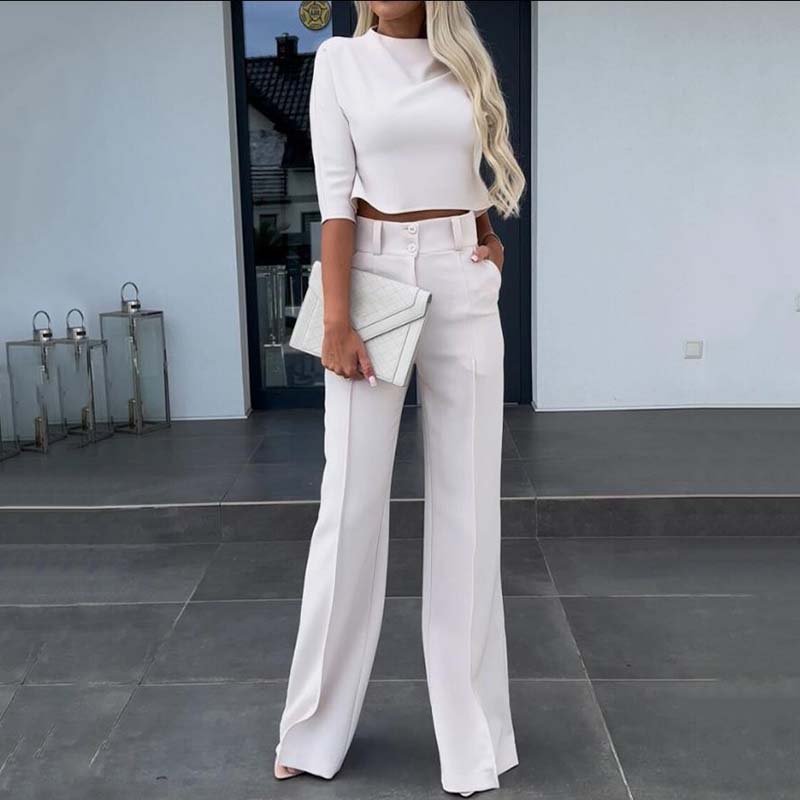 📢40%  OFF!⏰Women's Elegant Crop Top & Wide-Leg Pants Set