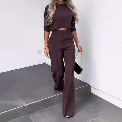 📢40%  OFF!⏰Women's Elegant Crop Top & Wide-Leg Pants Set