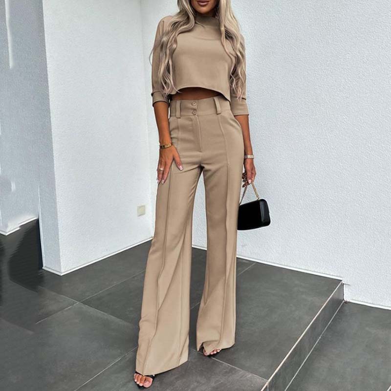 📢40%  OFF!⏰Women's Elegant Crop Top & Wide-Leg Pants Set