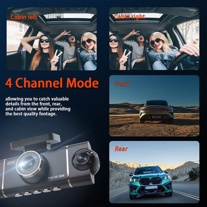 🏆65% Off🔥🚗4-Channel HD Dashcam with Front Interior Rear Recording