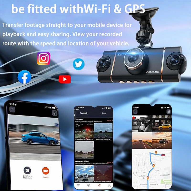 🏆65% Off🔥🚗4-Channel HD Dashcam with Front Interior Rear Recording