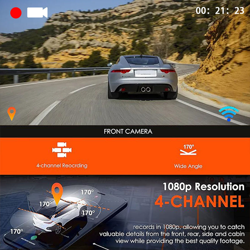 🏆65% Off🔥🚗4-Channel HD Dashcam with Front Interior Rear Recording